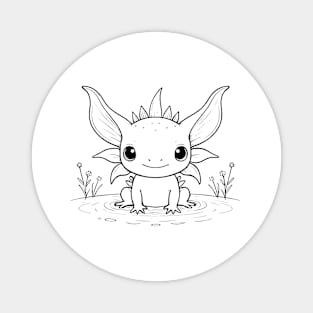 Cute Baby Axolotl Animal Outline Magnet